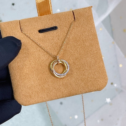 [Triumph Jewelry]TRINITY NECKLACE SILVER GOLD PINK GOLD DIAMONDS