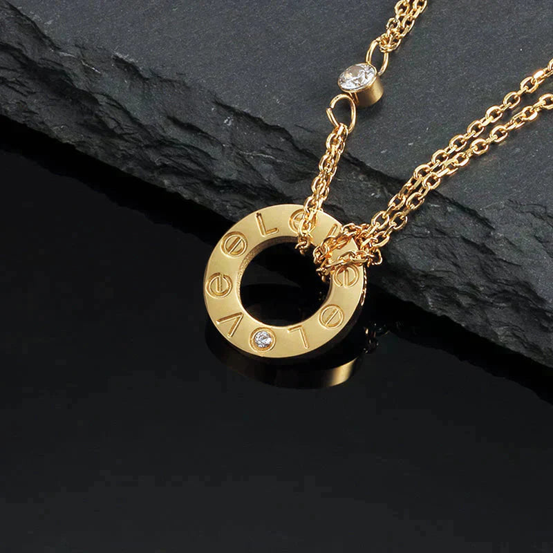 [Triumph Jewelry]LOVE NECKLACE 16MM 2 DIAMONDS