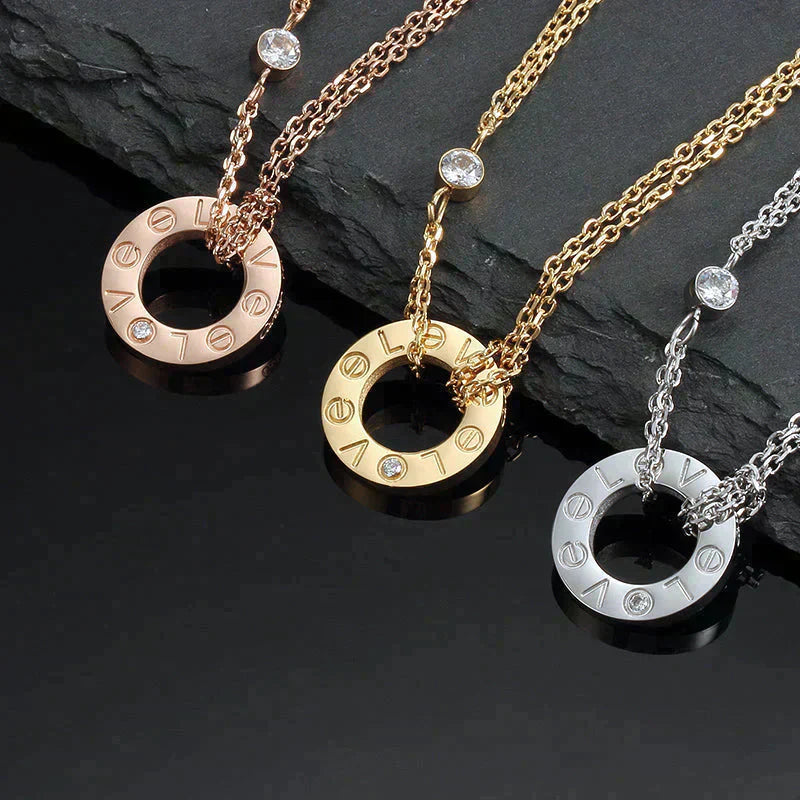 [Triumph Jewelry]LOVE NECKLACE 16MM 2 DIAMONDS