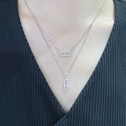 [Triumph Jewelry]MOVE 2 ROW DIAMOND NECKLACE
