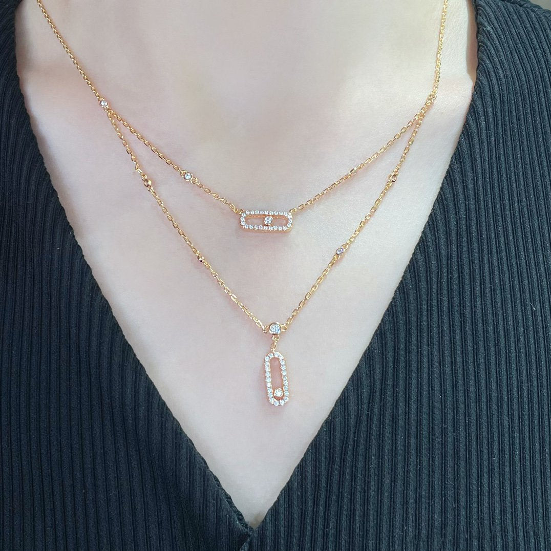 [Triumph Jewelry]MOVE 2 ROW DIAMOND NECKLACE
