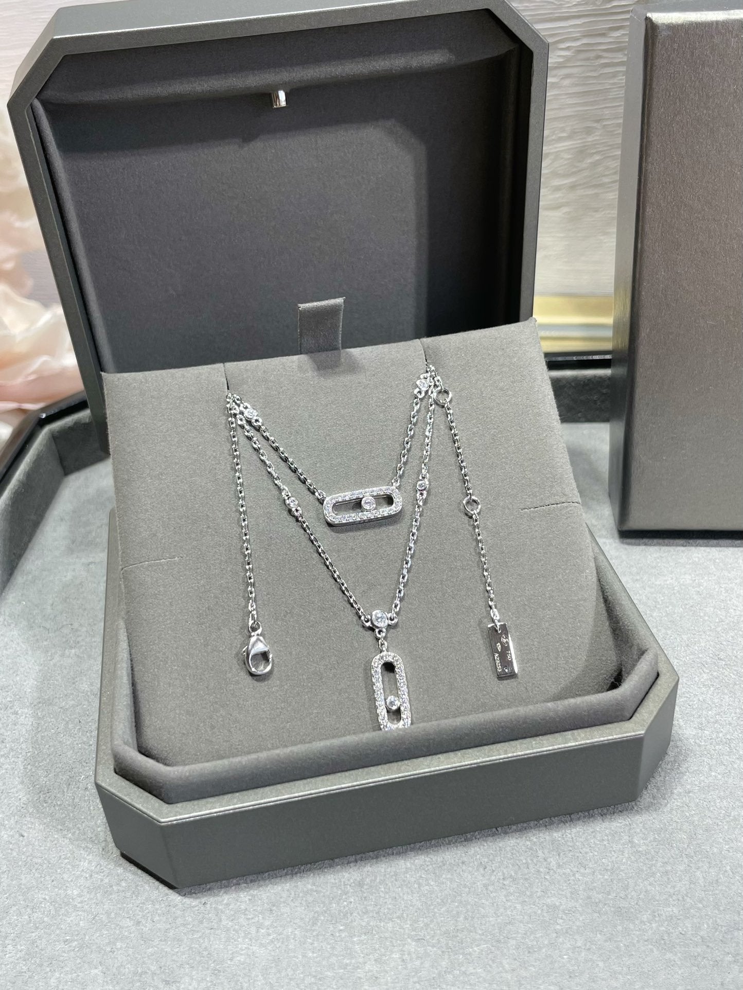 [Triumph Jewelry]MOVE 2 ROW DIAMOND NECKLACE