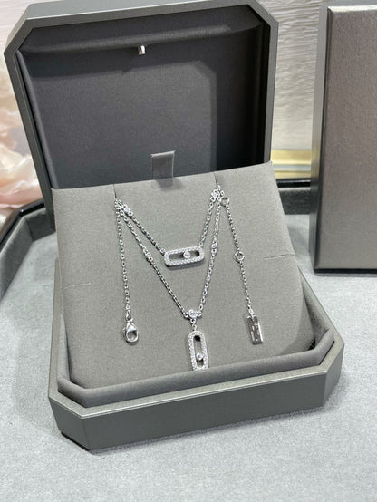 [Triumph Jewelry]MOVE 2 ROW DIAMOND NECKLACE