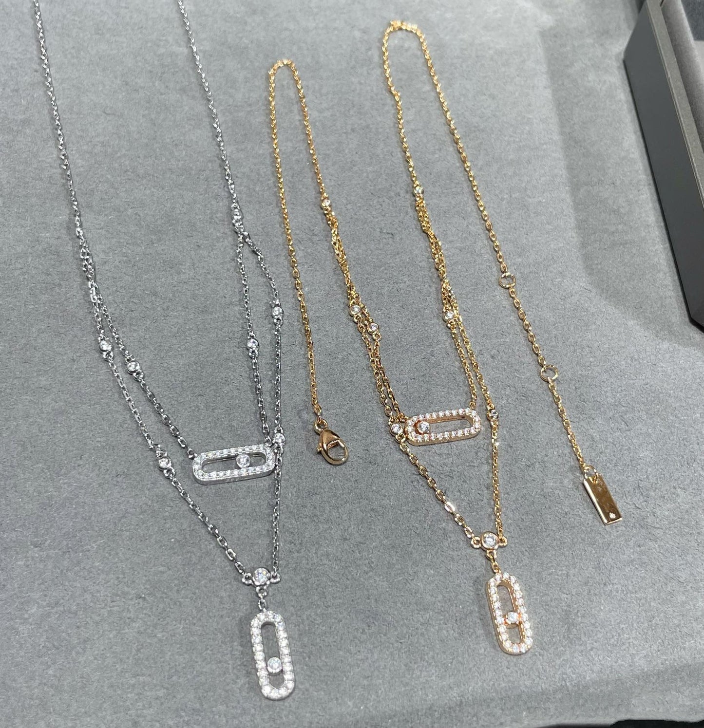 [Triumph Jewelry]MOVE 2 ROW DIAMOND NECKLACE