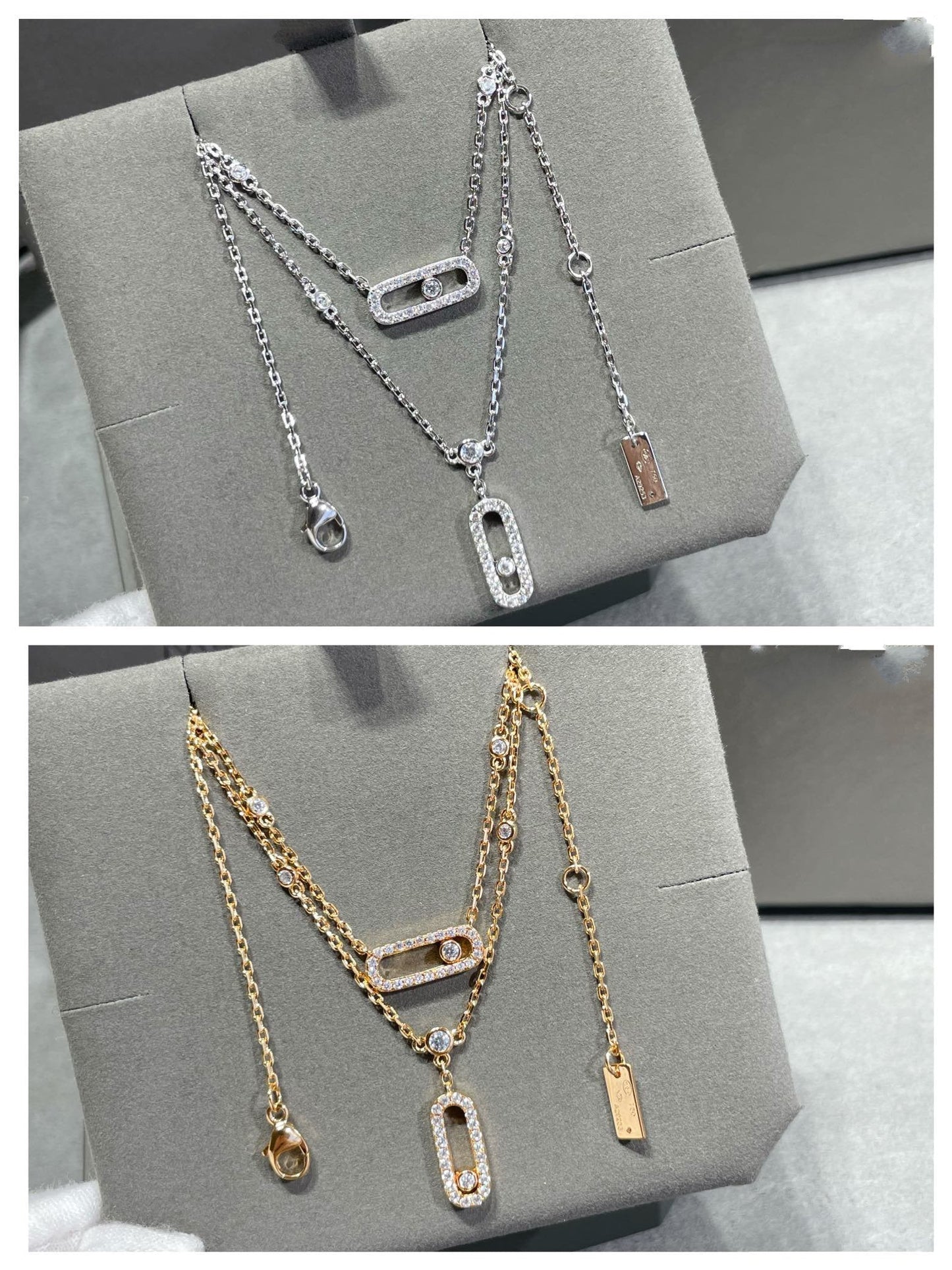 [Triumph Jewelry]MOVE 2 ROW DIAMOND NECKLACE