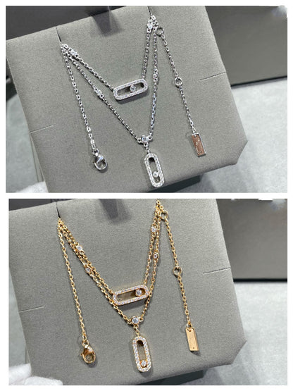 [Triumph Jewelry]MOVE 2 ROW DIAMOND NECKLACE
