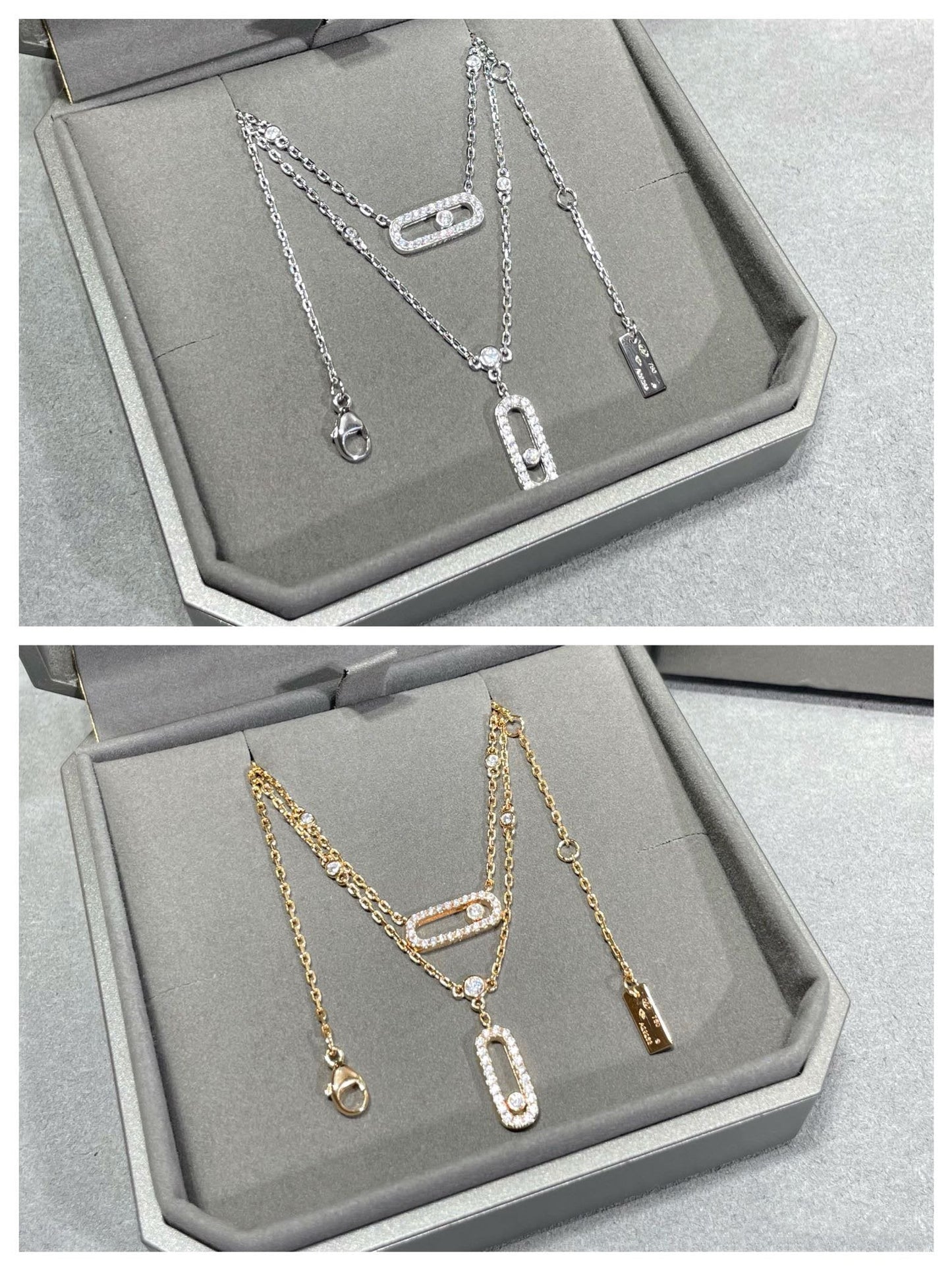 [Triumph Jewelry]MOVE 2 ROW DIAMOND NECKLACE