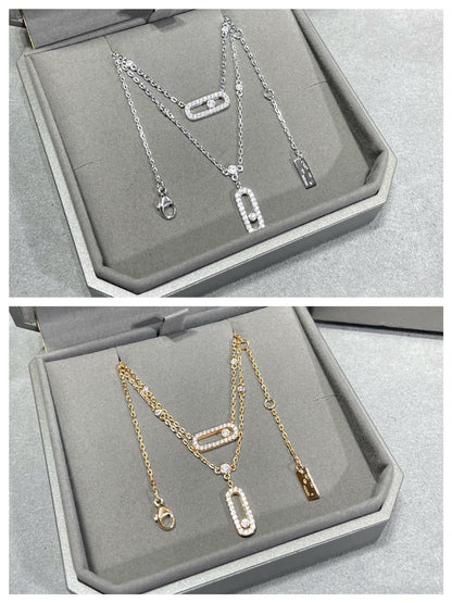 [Triumph Jewelry]MOVE 2 ROW DIAMOND NECKLACE