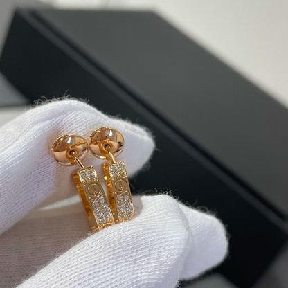 [Triumph Jewelry]LOVE DIAMOND PINK GOLD HOOP EARRINGS