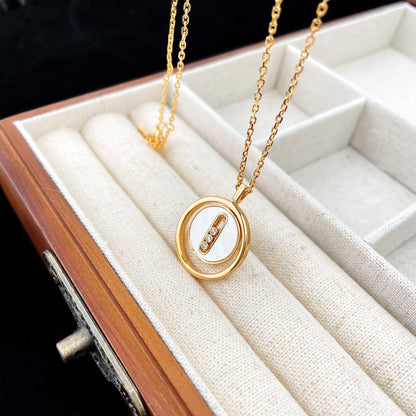 [Triumph Jewelry]LUCKY MOVE MOP PINK GOLD NECKLACE