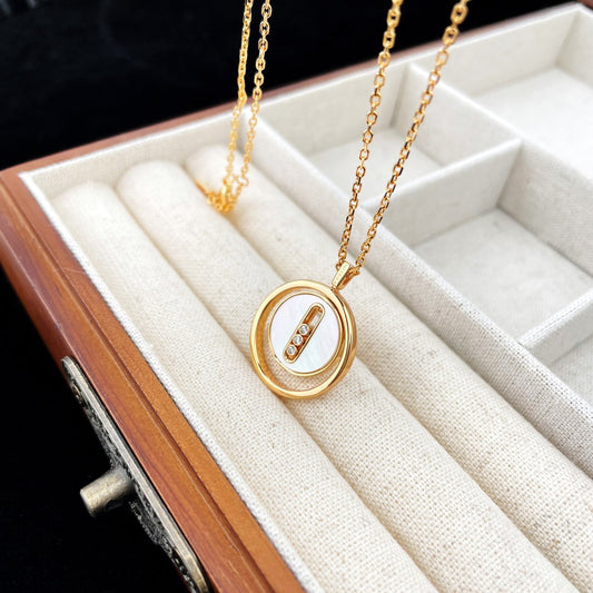 [Triumph Jewelry]LUCKY MOVE MOP PINK GOLD NECKLACE