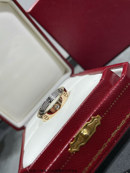 [Triumph Jewelry]LOVE PINK GOLD SILVER DIAMOND DOUBLE RING