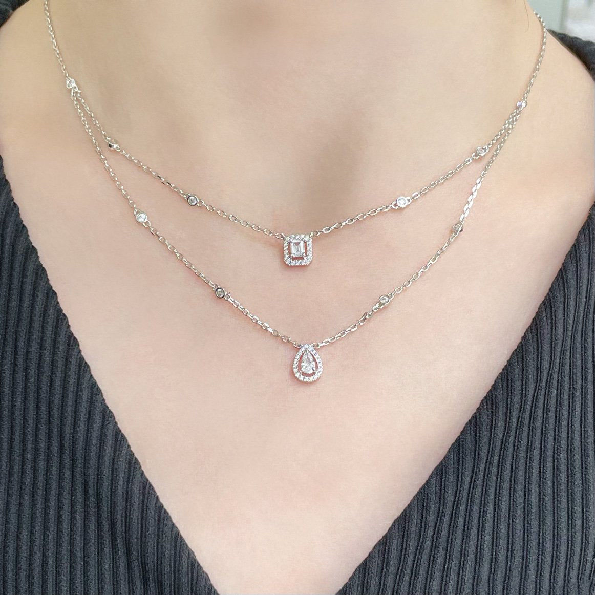 [Triumph Jewelry]MY TWIN 2 ROW DIAMOND NECKLACE
