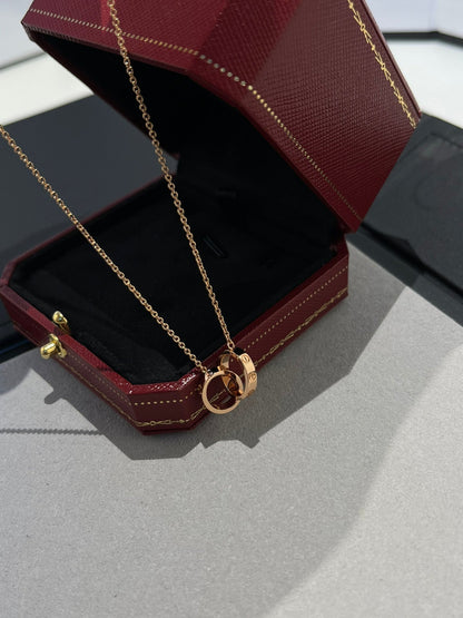 [Triumph Jewelry]LOVE NECKLACE DOUBLE RING PINK GOLD