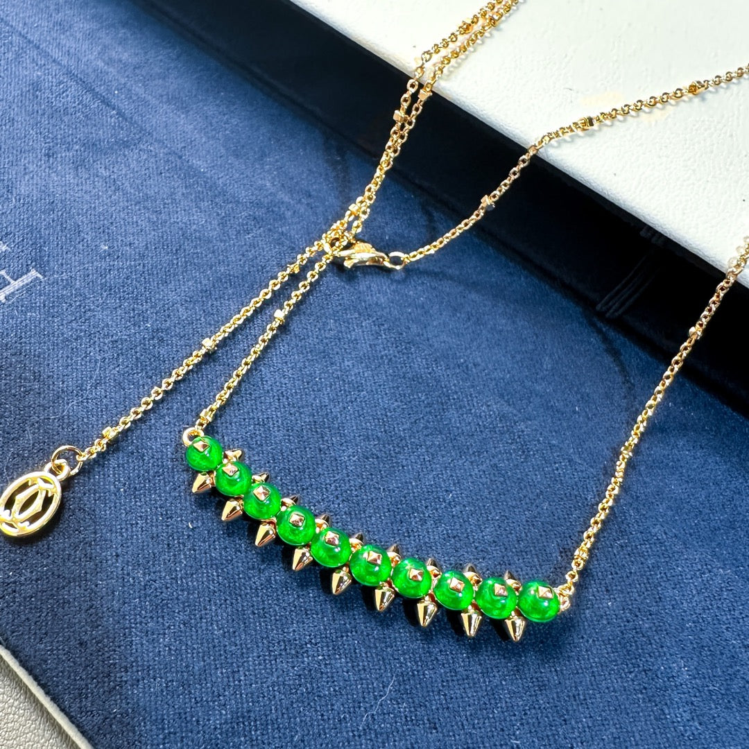[Triumph Jewelry]New Arrival: Green Bead Rivet Necklace