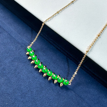 [Triumph Jewelry]New Arrival: Green Bead Rivet Necklace