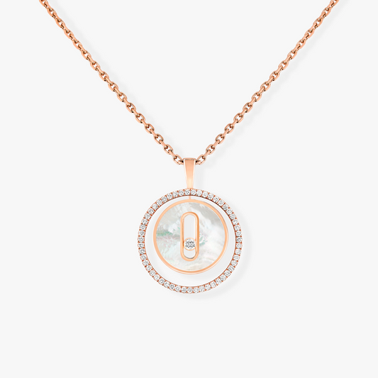 [Triumph Jewelry]LUCKY MOVE 1 DIAMOND WHITE MOTHER OF PEARL PINK GOLD DIAMOND NECKLACE