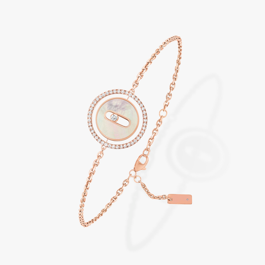 [Triumph Jewelry]LUCKY MOVE WHITE MOTHER OF PEARL PINK GOLD DIAMOND BRACELET