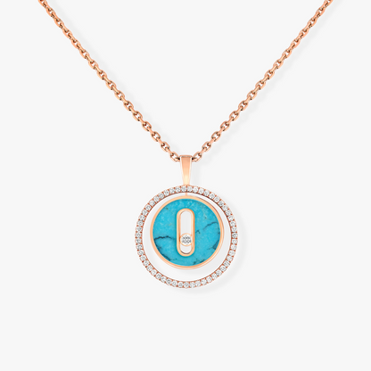 [Triumph Jewelry]LUCKY MOVE 1 DIAMOND TURQUOISE PINK GOLD DIAMOND NECKLACE