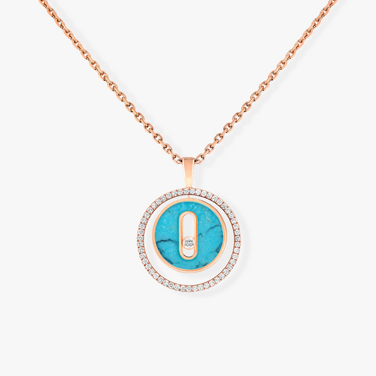 [Triumph Jewelry]LUCKY MOVE 1 DIAMOND TURQUOISE PINK GOLD DIAMOND NECKLACE