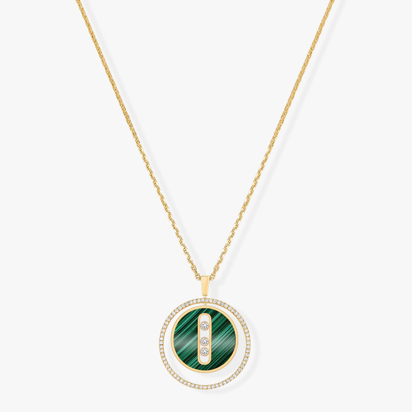 [Triumph Jewelry]LUCKY MOVE 3 DIAMOND MALACHITE GOLD DIAMOND NECKLACE