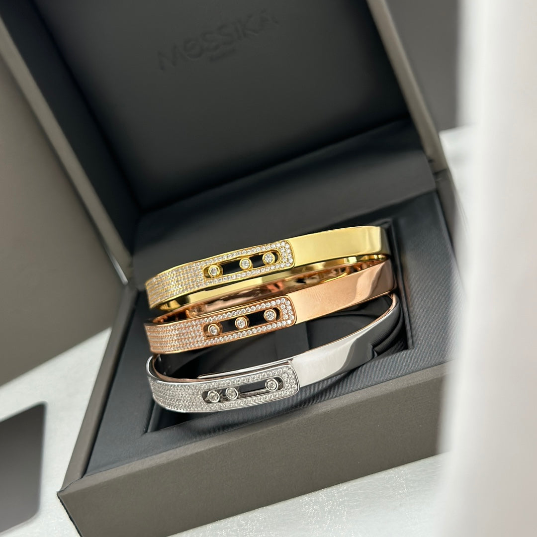 [Triumph Jewelry]Move Noa Rose Gold Pavé Diamond Bangle Bracelet