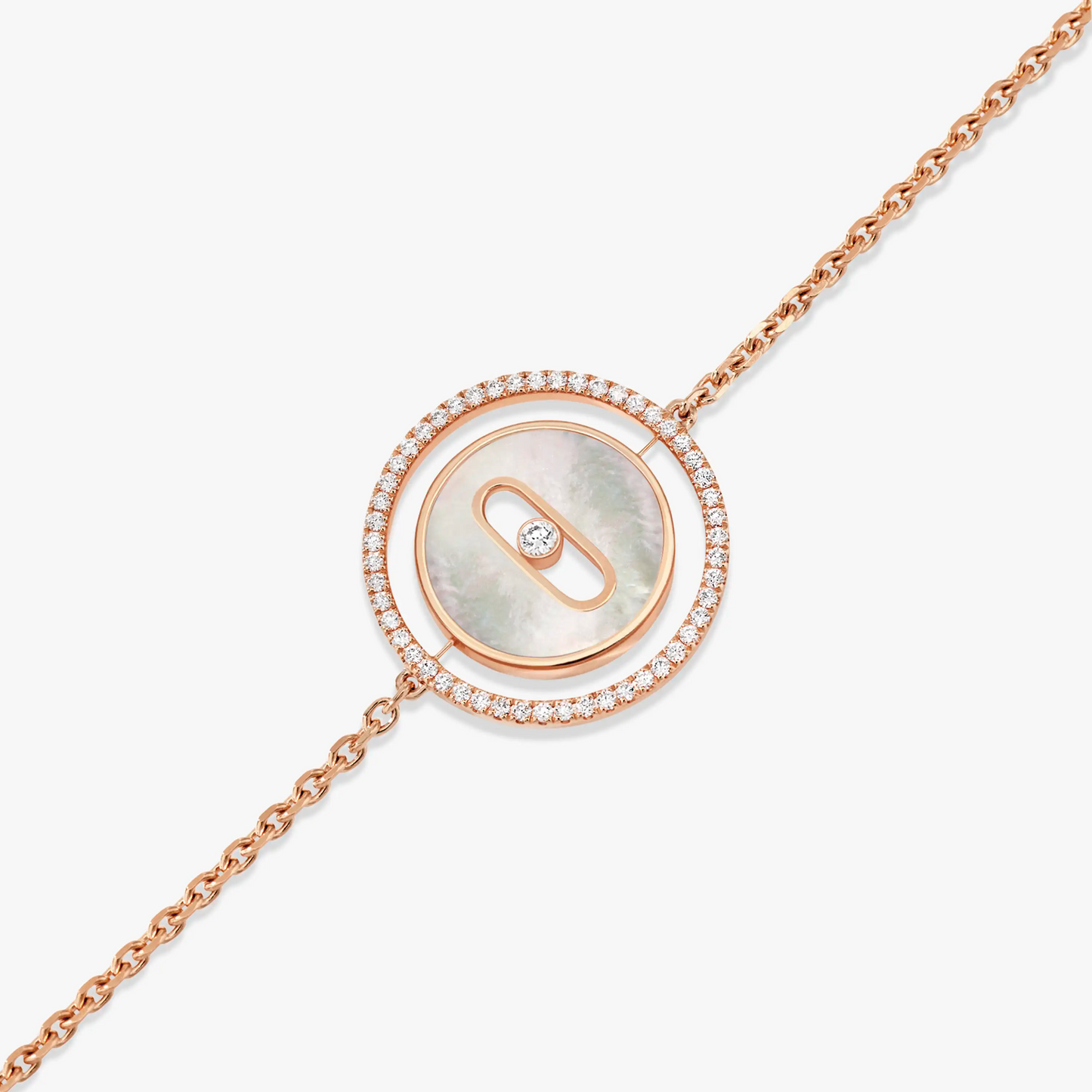 [Triumph Jewelry]LUCKY MOVE WHITE MOTHER OF PEARL PINK GOLD DIAMOND BRACELET