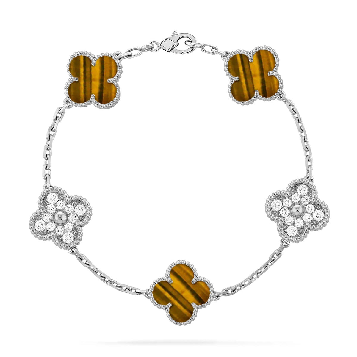 [Triumph Jewelry] CLOVER 5 MOTIFS TIGER EYE BRACELET COLLECTION