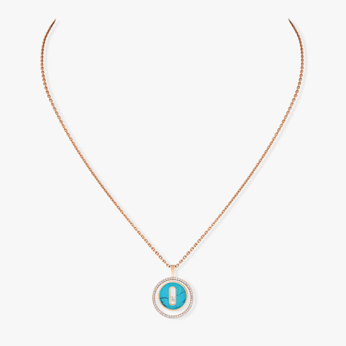 [Triumph Jewelry]LUCKY MOVE 1 DIAMOND TURQUOISE PINK GOLD DIAMOND NECKLACE