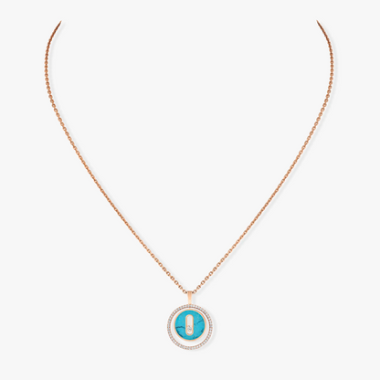 [Triumph Jewelry]LUCKY MOVE 1 DIAMOND TURQUOISE PINK GOLD DIAMOND NECKLACE
