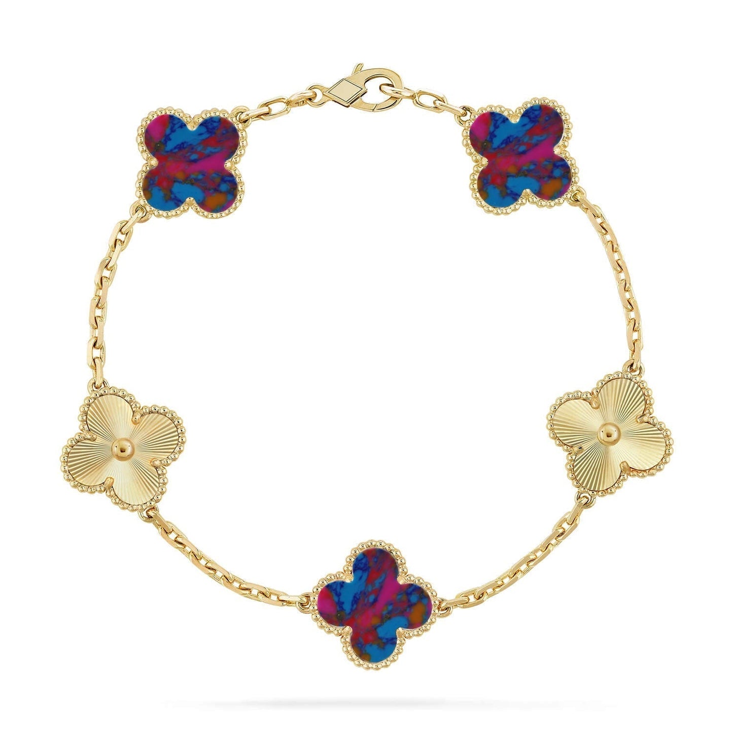 [Triumph Jewelry]CLOVER 5 MOTIF COLOR GEMSTONES BRACELET COLLECTION