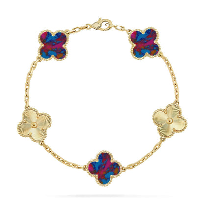 [Triumph Jewelry]CLOVER 5 MOTIF COLOR GEMSTONES BRACELET COLLECTION