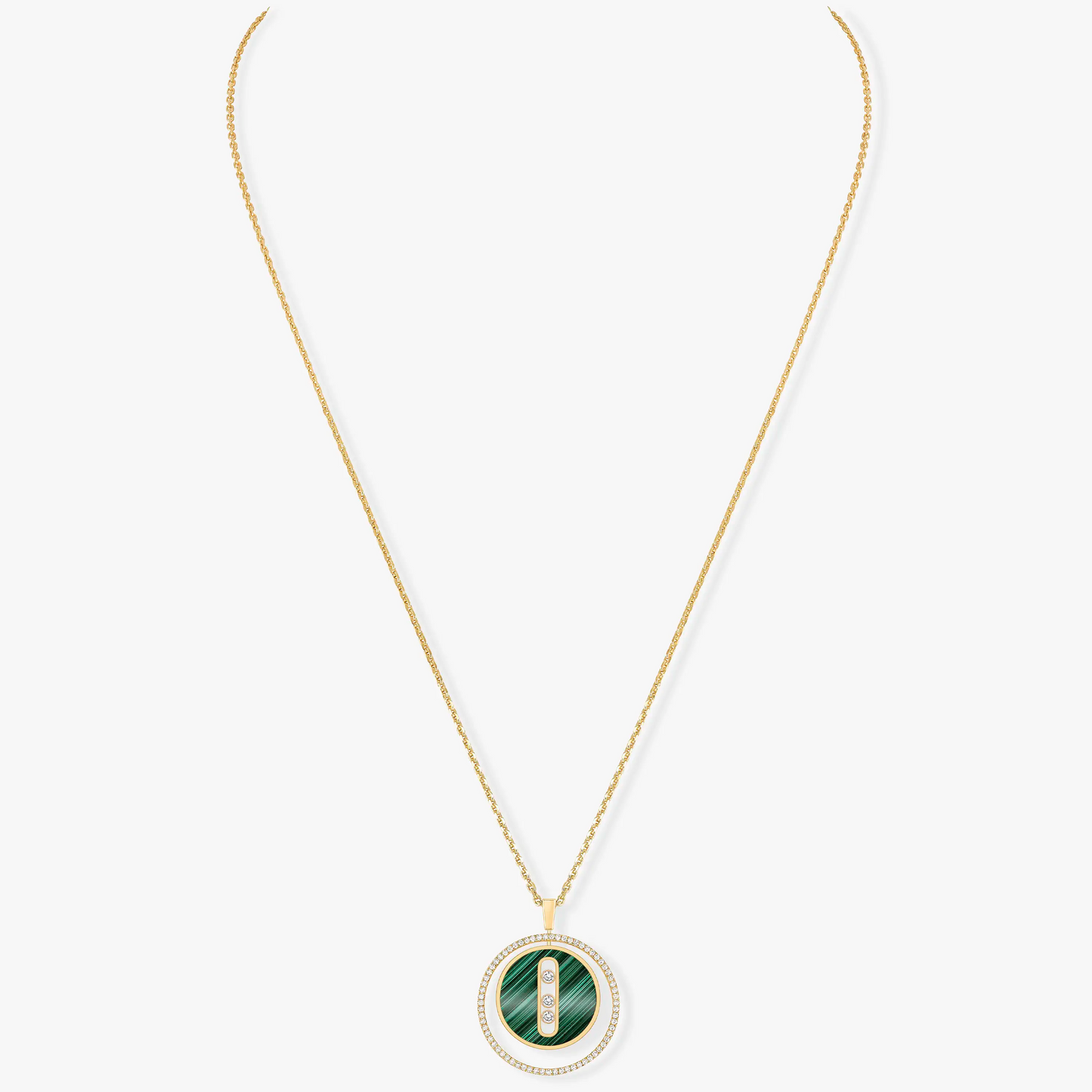 [Triumph Jewelry]LUCKY MOVE 3 DIAMOND MALACHITE GOLD DIAMOND NECKLACE