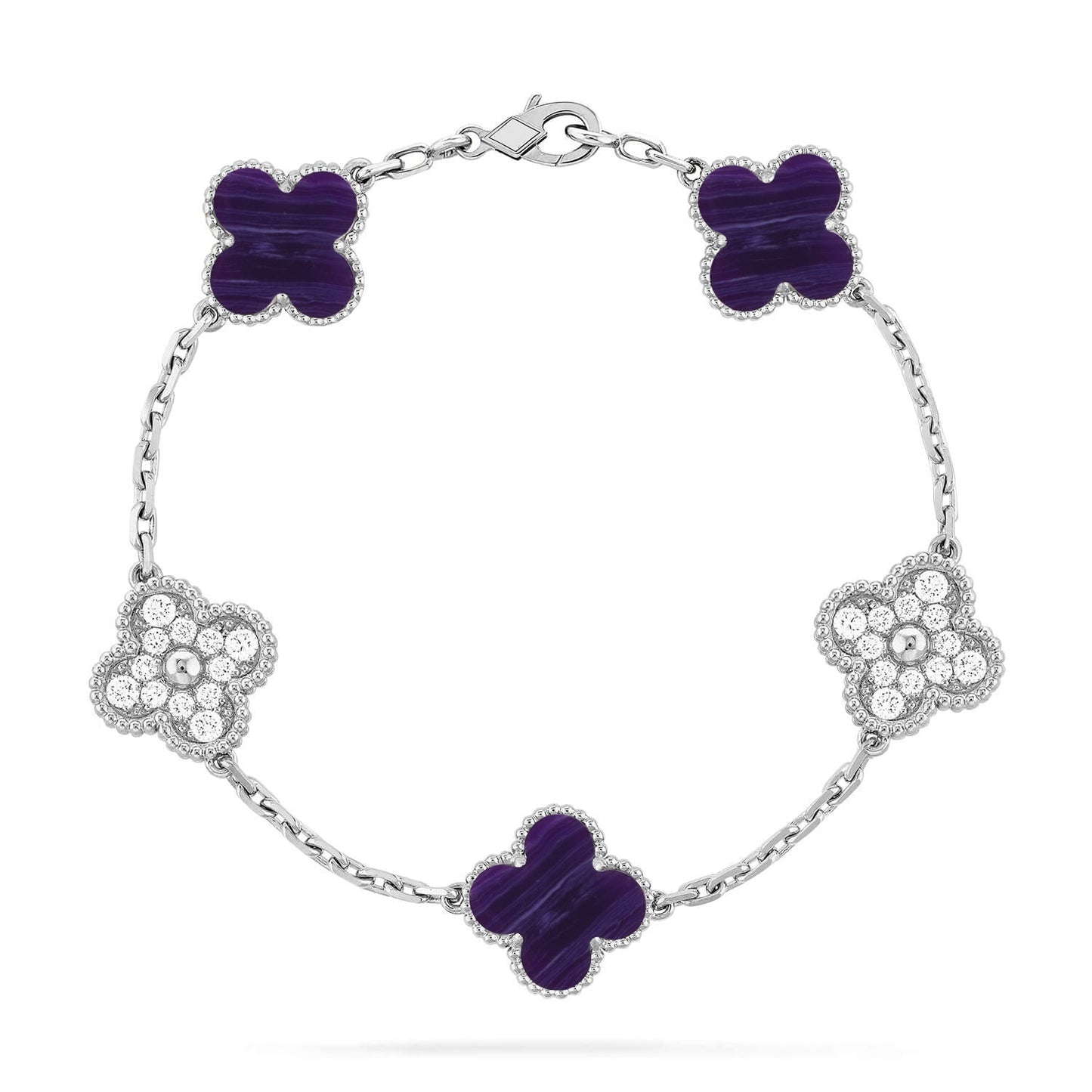 [Triumph Jewelry]CLOVER 5 MOTIF PURPLE STRIPES BRACELET COLLECTION