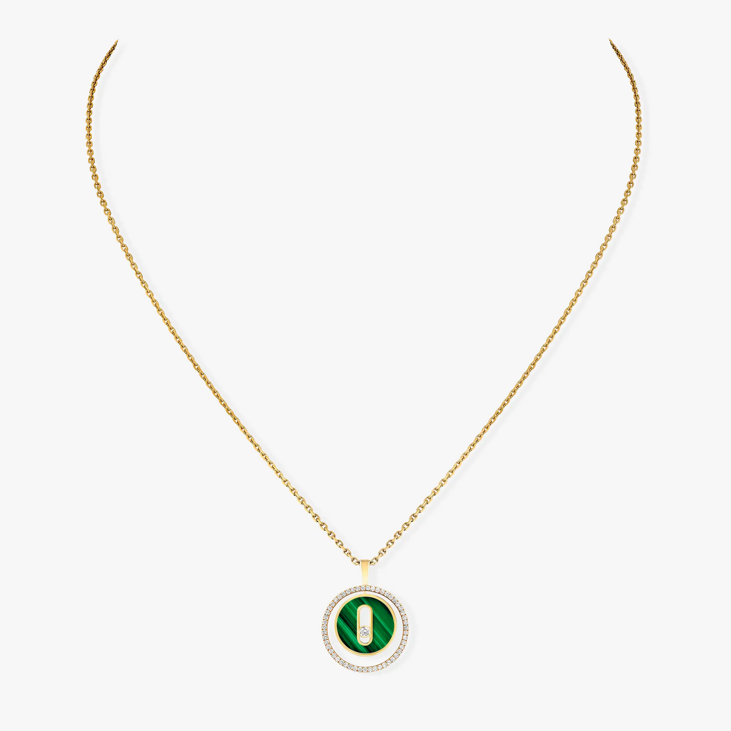 [Triumph Jewelry]LUCKY MOVE 1 DIAMOND MALACHITE GOLD DIAMOND NECKLACE