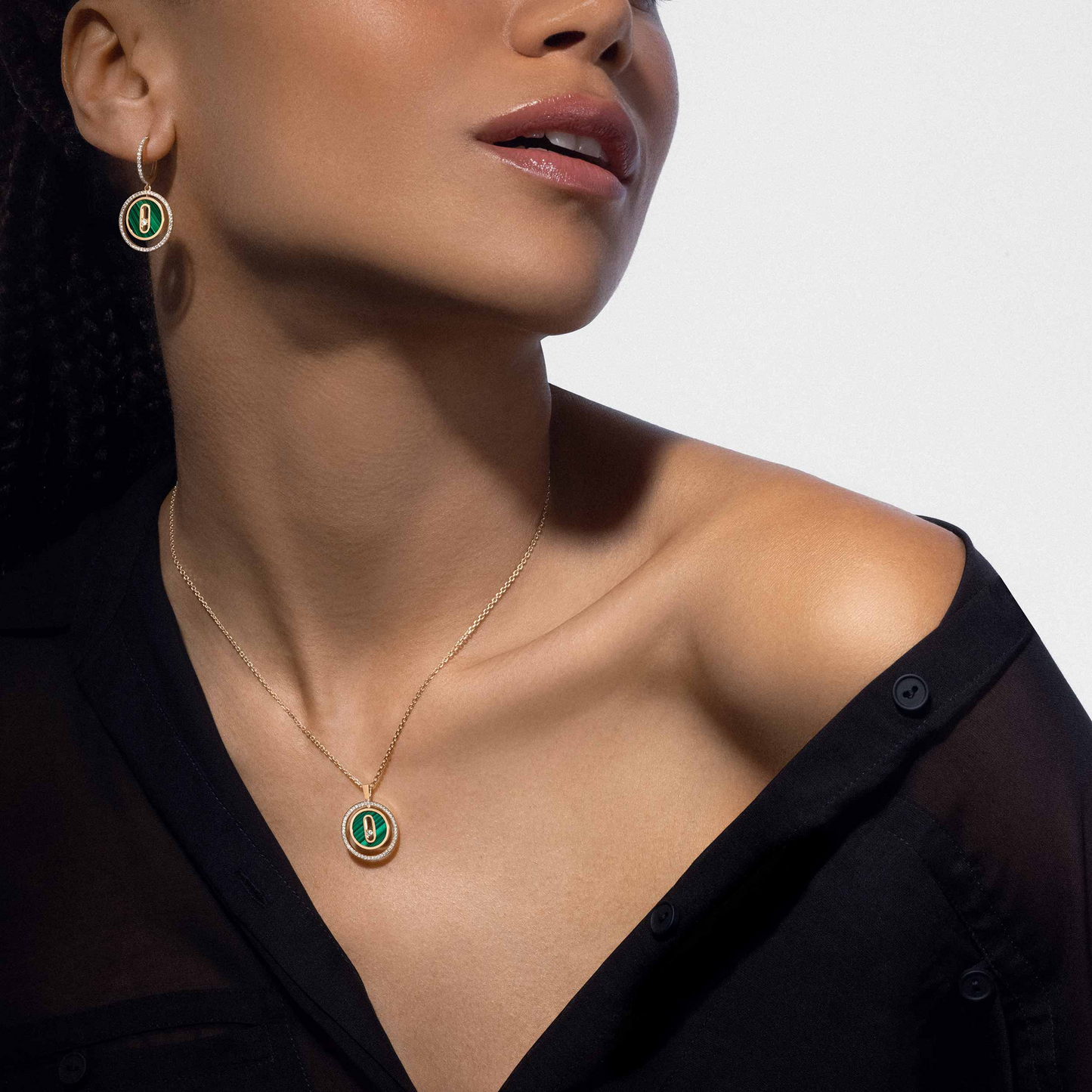 [Triumph Jewelry]LUCKY MOVE 1 DIAMOND MALACHITE GOLD DIAMOND NECKLACE