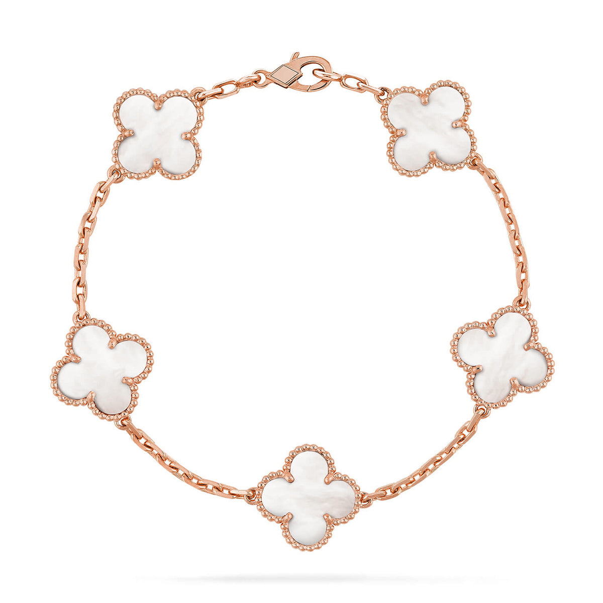 [Triumph Jewelry]CLOVER WHITE PEARL MOP 5 MOTIF BRACELET COLLECTION