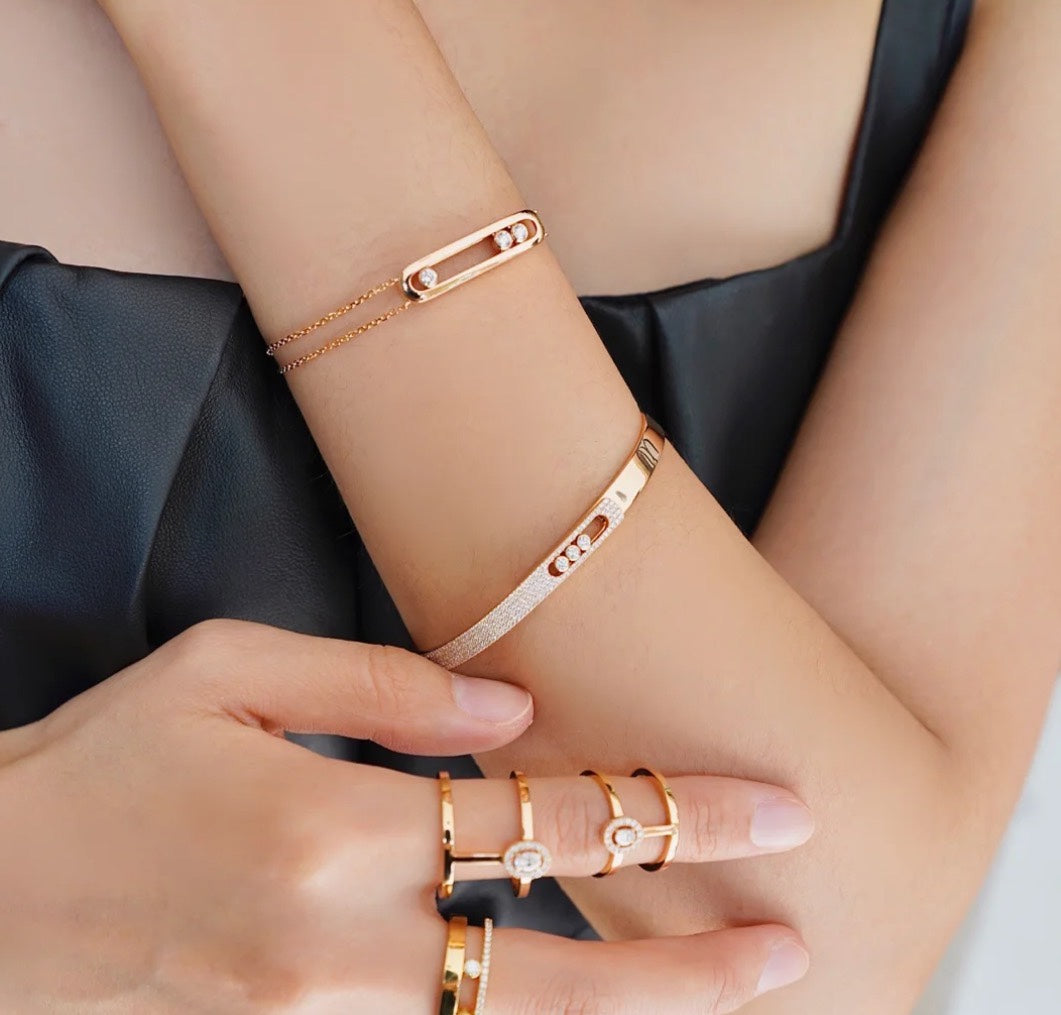 [Triumph Jewelry]Move Noa Rose Gold Pavé Diamond Bangle Bracelet