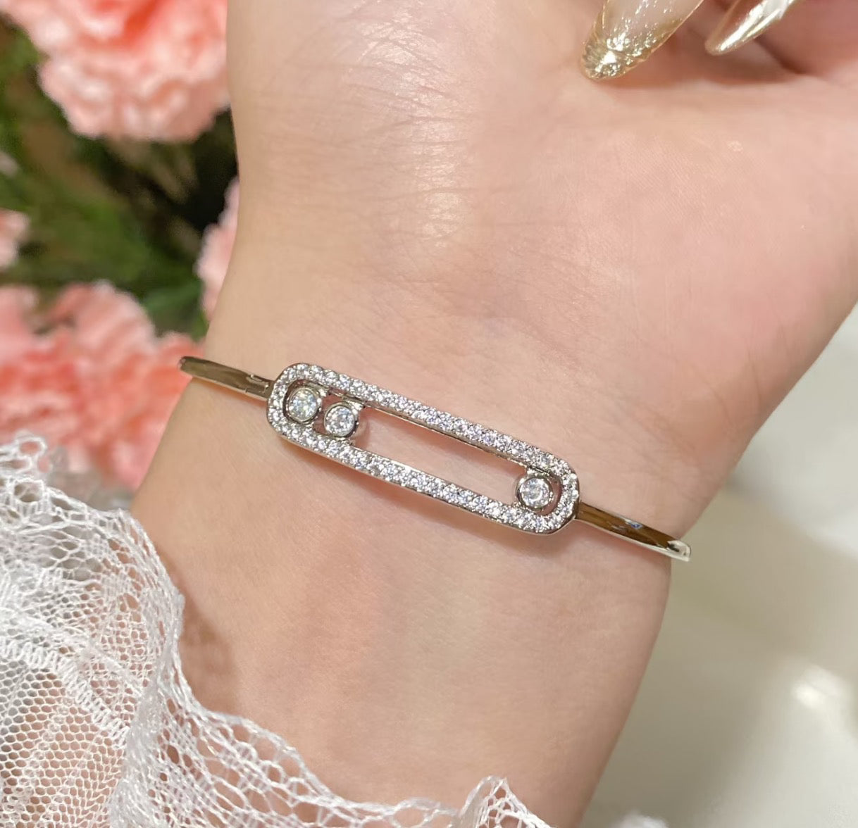 [Triumph Jewelry]Move Pavé Diamond Bangle Bracelet M