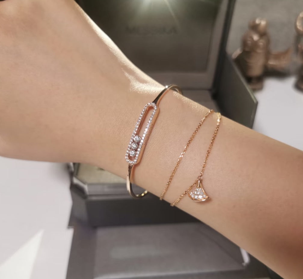 [Triumph Jewelry]Move Pavé Diamond Bangle Bracelet M