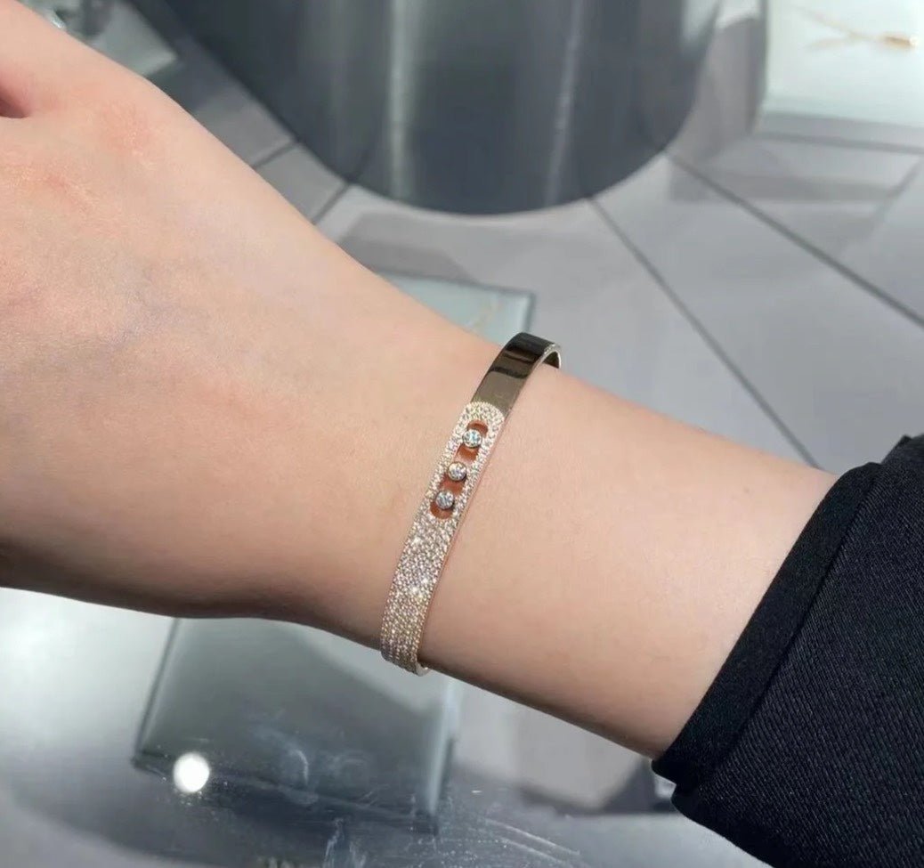 [Triumph Jewelry]Move Noa Rose Gold Pavé Diamond Bangle Bracelet