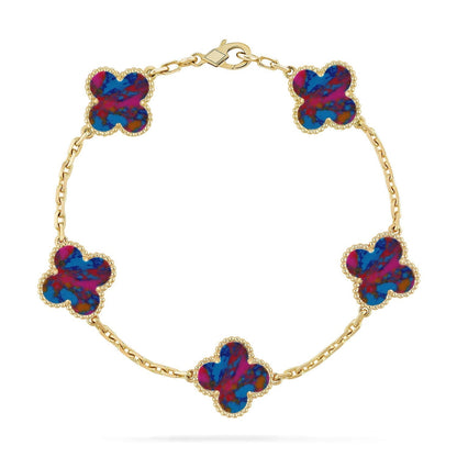 [Triumph Jewelry]CLOVER 5 MOTIF COLOR GEMSTONES BRACELET COLLECTION