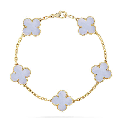 [Triumph Jewelry] CLOVER 5 MOTIF PURPLE CHALCEDONY BRACELET COLLECTION