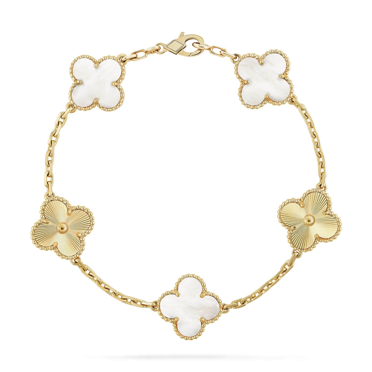 [Triumph Jewelry]CLOVER WHITE PEARL MOP 5 MOTIF BRACELET COLLECTION