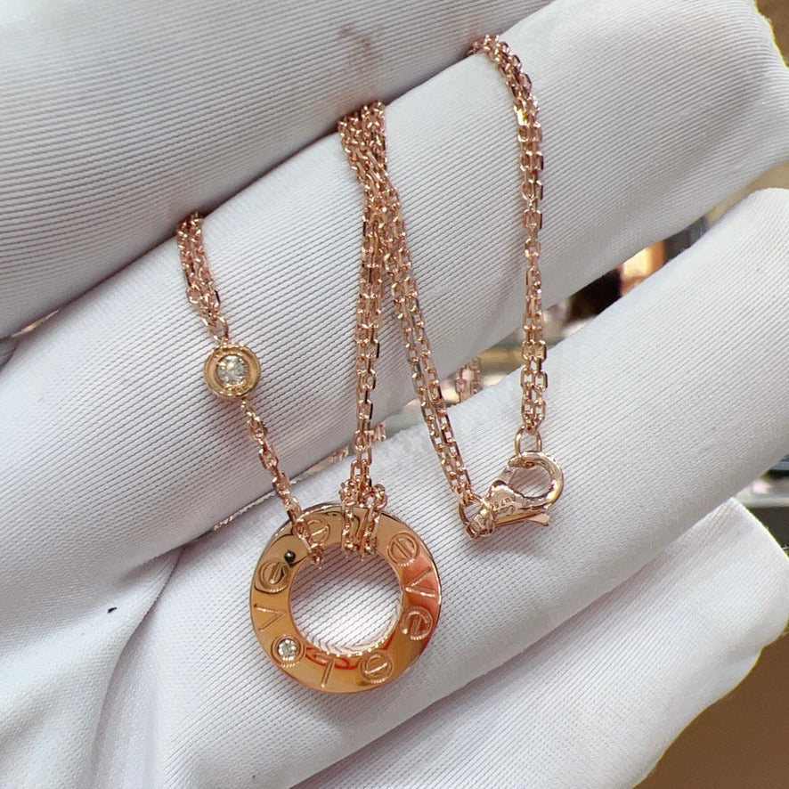 [Triumph Jewelry]LOVE NECKLACE 16MM 2 DIAMONDS