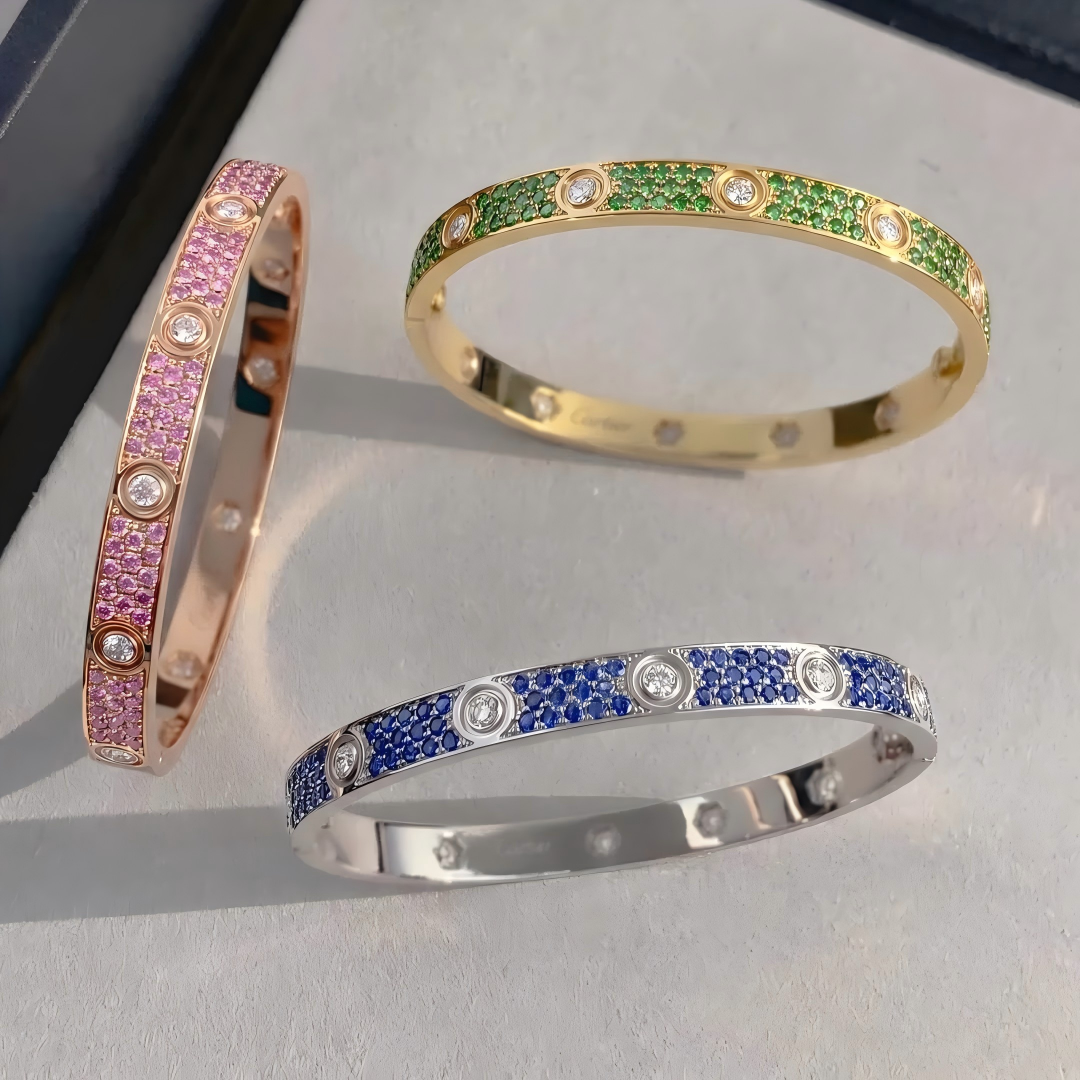 [Triumph Jewelry]2026 PAVE GEMSTONE LOVE BRACELET 6.1MM 10 DIAMONDS