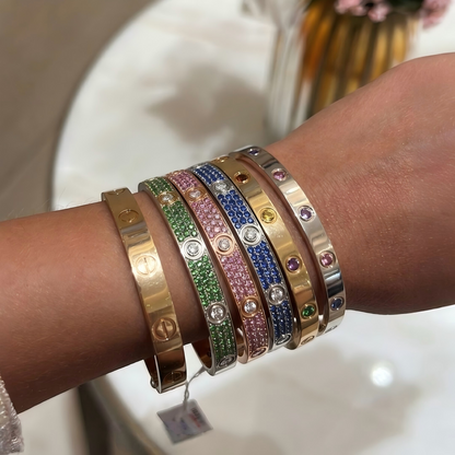 [Triumph Jewelry]2026 PAVE GEMSTONE LOVE BRACELET 6.1MM 10 DIAMONDS