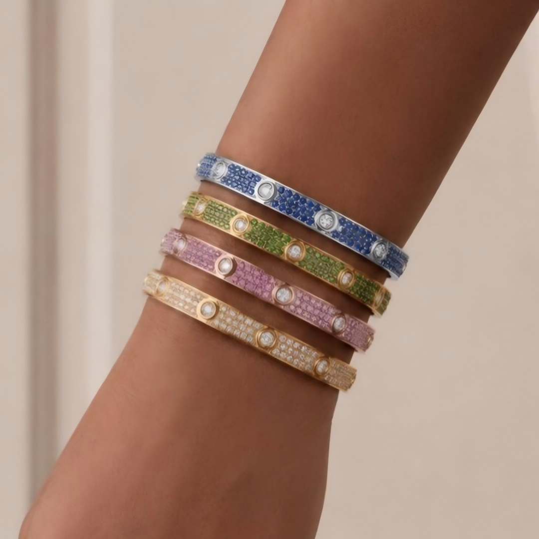 [Triumph Jewelry]2026 PAVE GEMSTONE LOVE BRACELET 6.1MM 10 DIAMONDS
