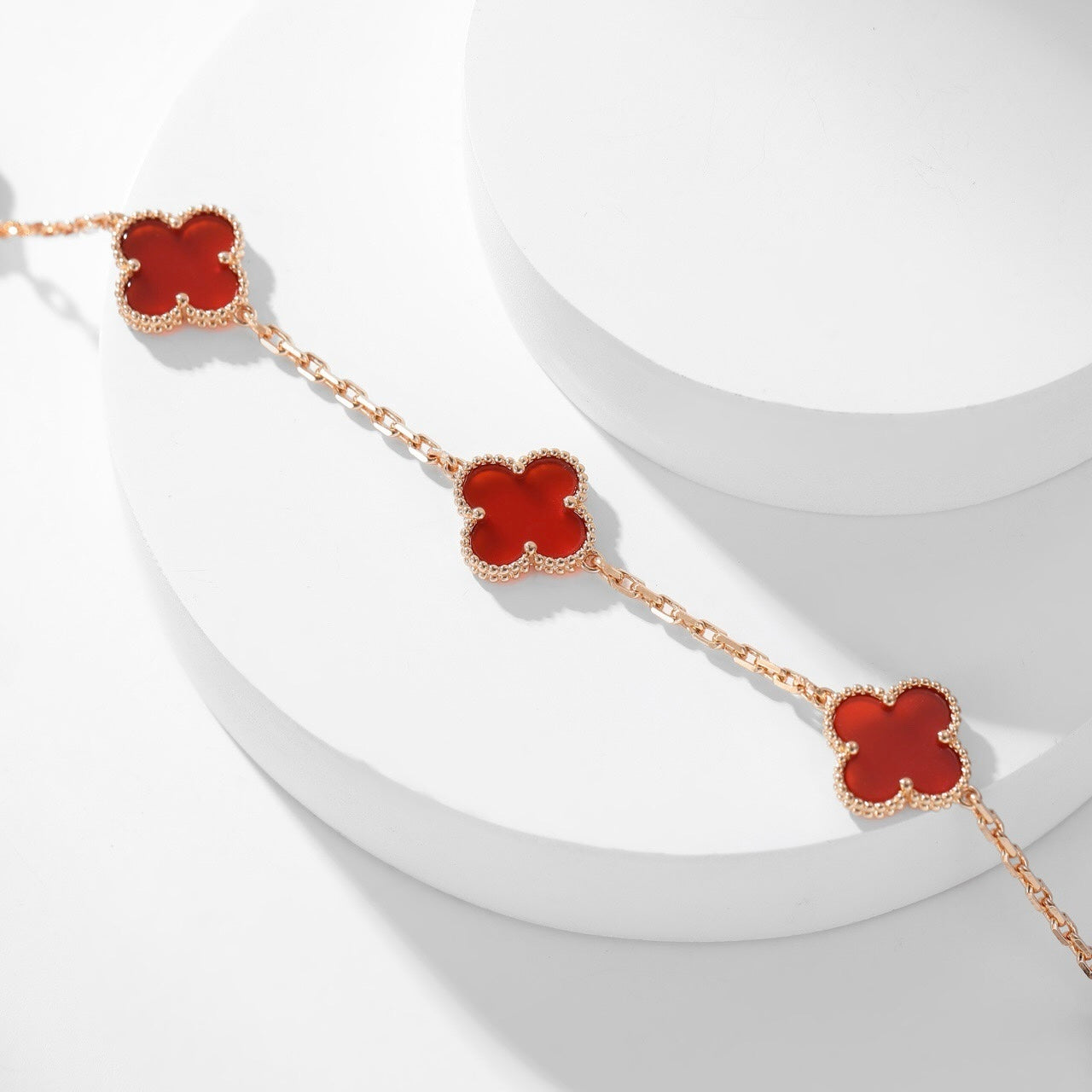 [Triumph Jewelry]CLOVER 10 MOTIFS CARNELIAN NECKLACE