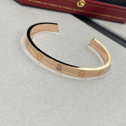 [Triumph Jewelry]LOVE BRACELET 6.1MM 1 DIAMOND OPEN CUFF